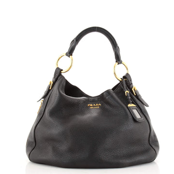 Prada Zippers Hobo Cervo Leather Medium
