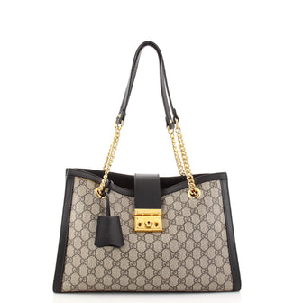 Gucci Padlock Chain Tote GG Coated Canvas Medium