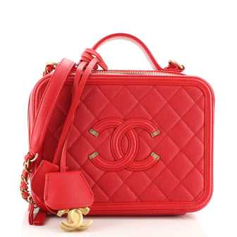 Chanel Filigree Vanity Case Quilted Caviar Medium