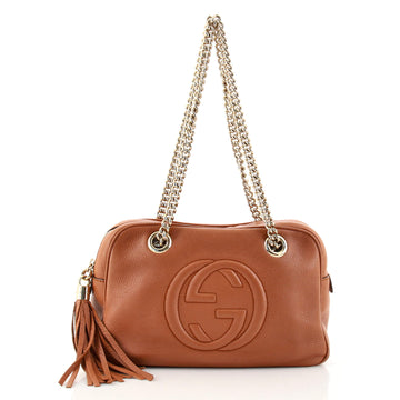 Gucci Soho Chain Zip Shoulder Bag Leather Small