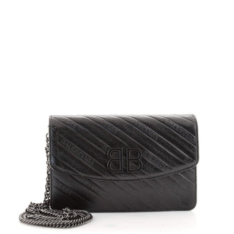 Balenciaga BB Chain Wallet Embossed Leather
