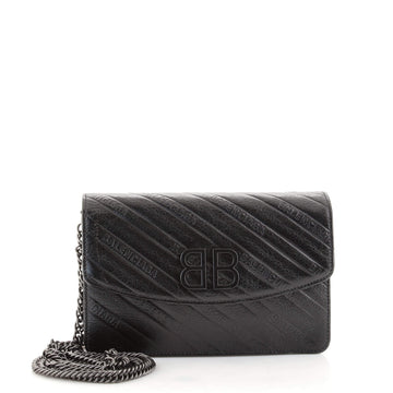 Balenciaga BB Chain Wallet Embossed Leather