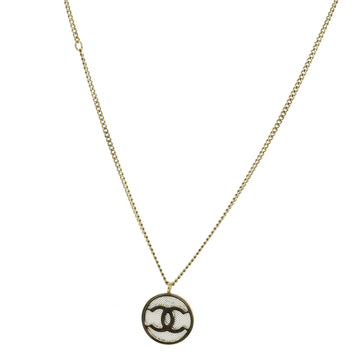 Chanel CC Mesh Round Pendant Necklace Metal