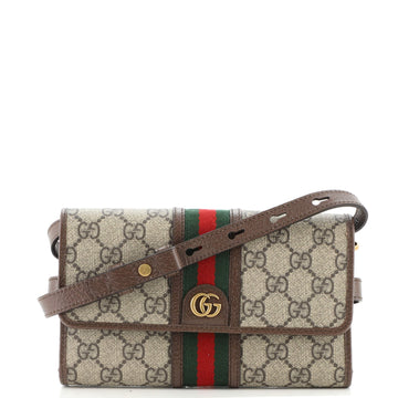 Gucci Ophidia Trifold Wallet Crossbody Bag GG Coated Canvas Mini