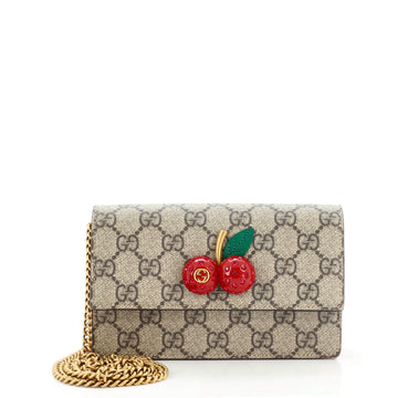 Gucci Cherries Wallet on Chain GG Coated Canvas Mini
