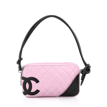 Chanel Cambon Pochette Quilted Leather Pink