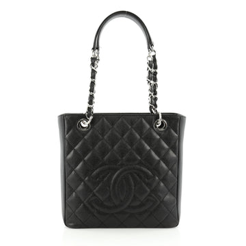 Chanel Petite Shopping Tote Quilted Caviar Black