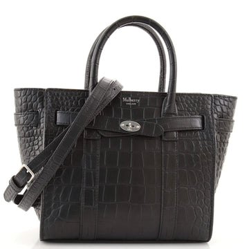 Mulberry Bayswater Zipped Tote Crocodile Embossed Leather Mini