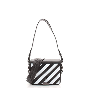 Off White Binder Clip Flap Bag Striped Leather Small