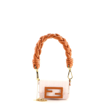 Fendi Chain Baguette Charm Bag Quilted Nylon Nano