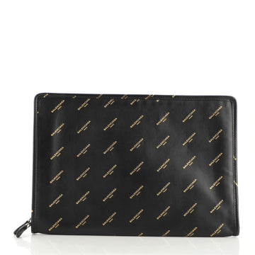 Balenciaga Logo Bazar Pouch Leather