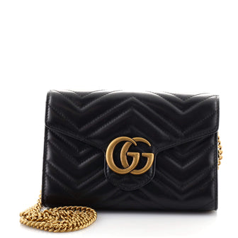 Gucci GG Marmont Chain Wallet Matelasse Leather Mini