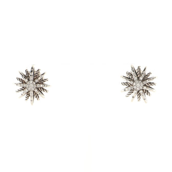 David Yurman Starburst Stud Earrings Sterling Silver with Diamonds Small