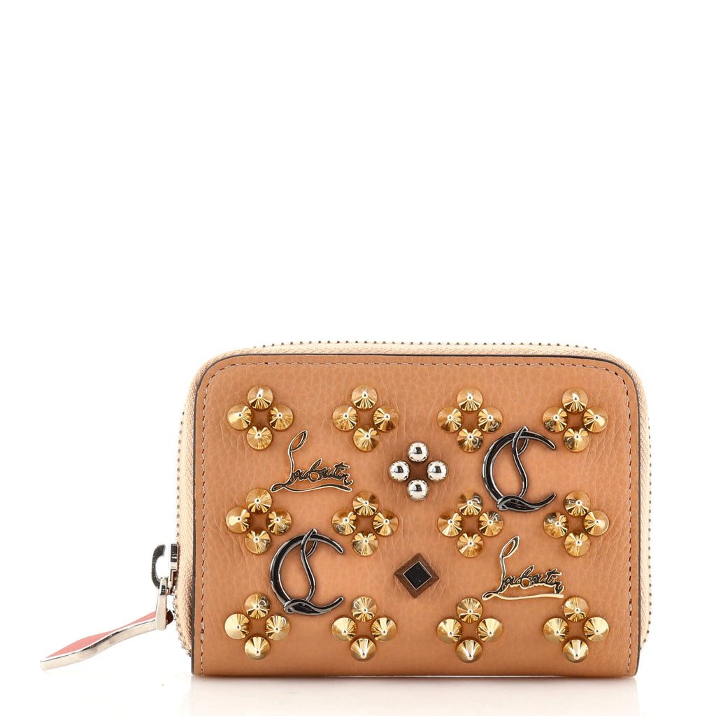 Christian Louboutin Panettone Coin Purse Embellished Leather Brown 1444581