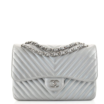 Chanel Classic Double Flap Bag Chevron Caviar Jumbo
