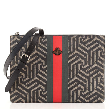Gucci Bee Web Zip Messenger Bag Caleido GG Coated Canvas Large