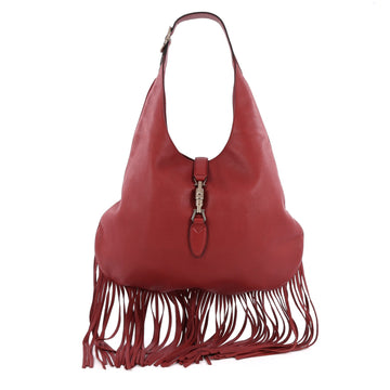 Gucci Nouveau Fringe Jackie Hobo Leather red