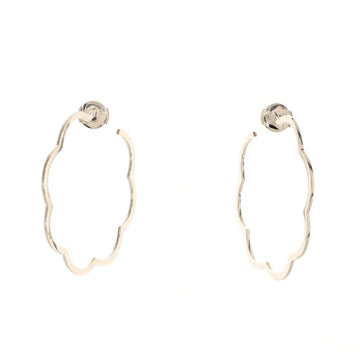 Chanel Camellia Hoop Earrings 18K White Gold