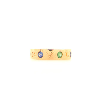 Bvlgari Roman Sorbet Band Ring 18K Rose Gold with Sapphires and Tsavorite Garnets and Diamonds