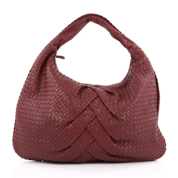 Bottega Veneta Veneta Hobo Pleated Intrecciato Nappa Maxi red