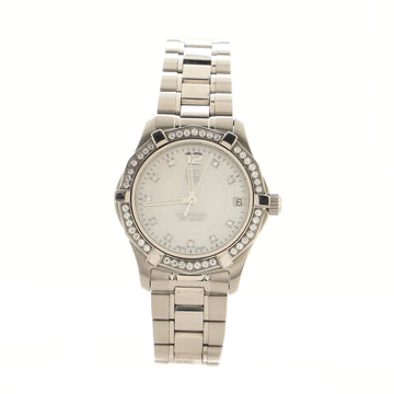 Tag Heuer Aquaracer 300M Quartz Watch Stainless Steel with Diamond Bezel and Markers and Mother of Pearl 32