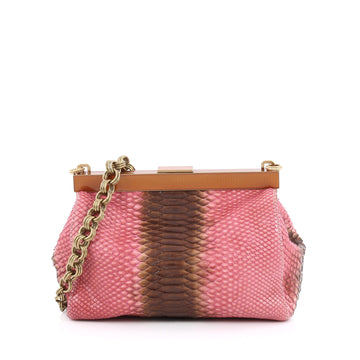 Prada Chain Frame Shoulder Bag Python Small Pink