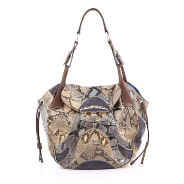 Prada Pushlock Tote Patchwork Python Large Multicolor