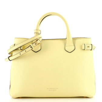 Burberry Banner Tote Leather and House Check Canvas Medium