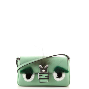 Fendi Monster Baguette Leather and Fur Micro