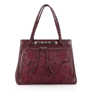 Valentino Demetra Tote Leather Lace Red