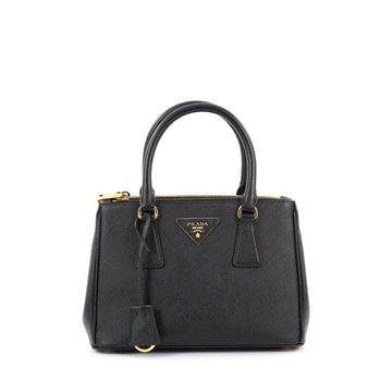 Prada Double Zip Lux Tote Saffiano Leather Mini Black