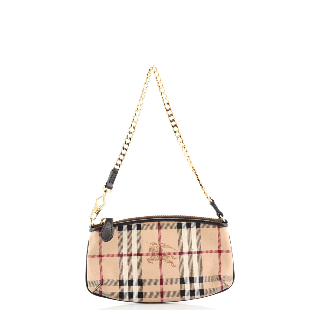 Burberry Clara Chain Pochette Haymarket Coated Canvas 144673