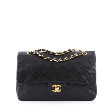 Chanel Vintage Classic Double Flap Bag Quilted Lambskin Medium Black