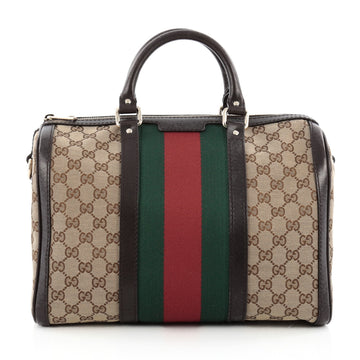 Gucci Vintage Web Boston Bag GG Canvas Medium Brown