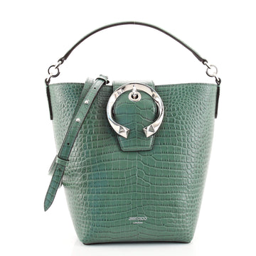 Jimmy Choo Madeline Bucket Bag Crocodile Embossed Leather Small