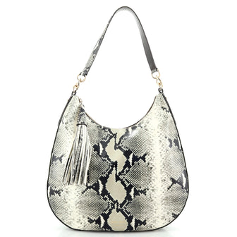 Jimmy Choo Athini Zip Hobo Snakeskin Embossed Leather Medium