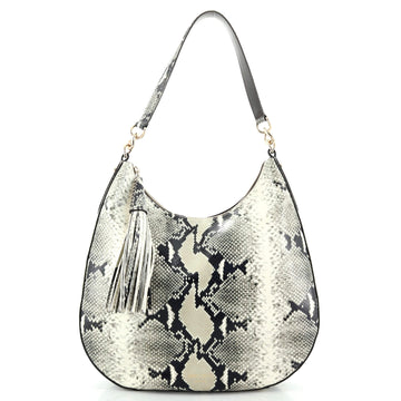 Jimmy Choo Athini Zip Hobo Snakeskin Embossed Leather Medium