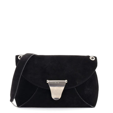 Celine Curved Flap Shoulder Bag Suede Medium