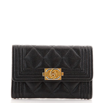 Chanel Boy Flap Card Case Quilted Caviar