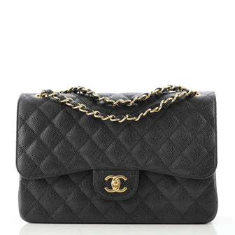 Chanel Classic Double Flap Bag Quilted Caviar Jumbo