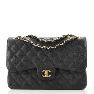 Chanel Classic Double Flap Bag Quilted Caviar Jumbo
