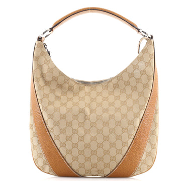 Gucci Vintage Zip Hobo GG Canvas with Leather Large