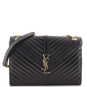 Saint Laurent Classic Monogram Envelope Satchel Matelasse Chevron Leather Large
