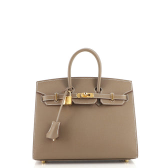 Hermes Birkin Sellier Bag Grey Epsom with Gold Hardware 25