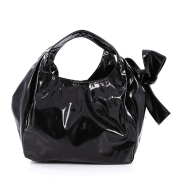 Valentino Nuage Bow Hobo Patent Medium Black 