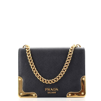 Prada Cammeo Chain Flap Crossbody Bag Saffiano Leather Small