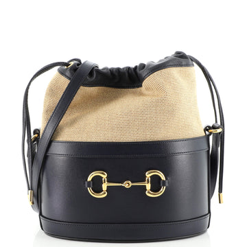 Gucci Horsebit 1955 Bucket Crossbody Bag Leather and Canvas Small