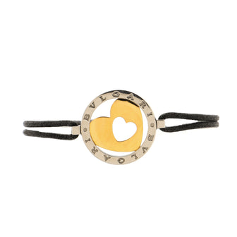 Bvlgari Tondo Heart Bracelet Stainless Steel with 18K Yellow Gold and Cord