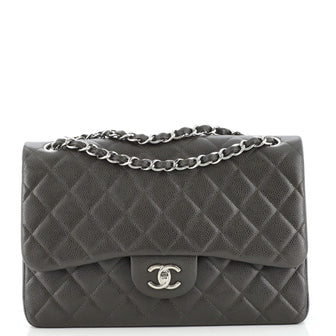 Chanel Classic Double Flap Bag Quilted Caviar Jumbo
