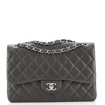 Chanel Classic Double Flap Bag Quilted Caviar Jumbo